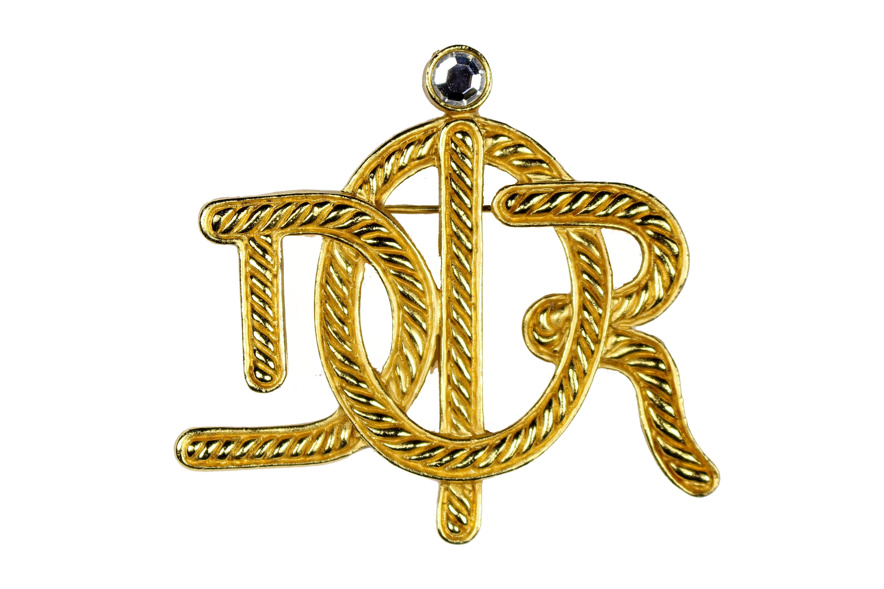 CHRISTIAN DIOR Gold Plated Logo Vintage 1980's Rope Brooch - Etsy