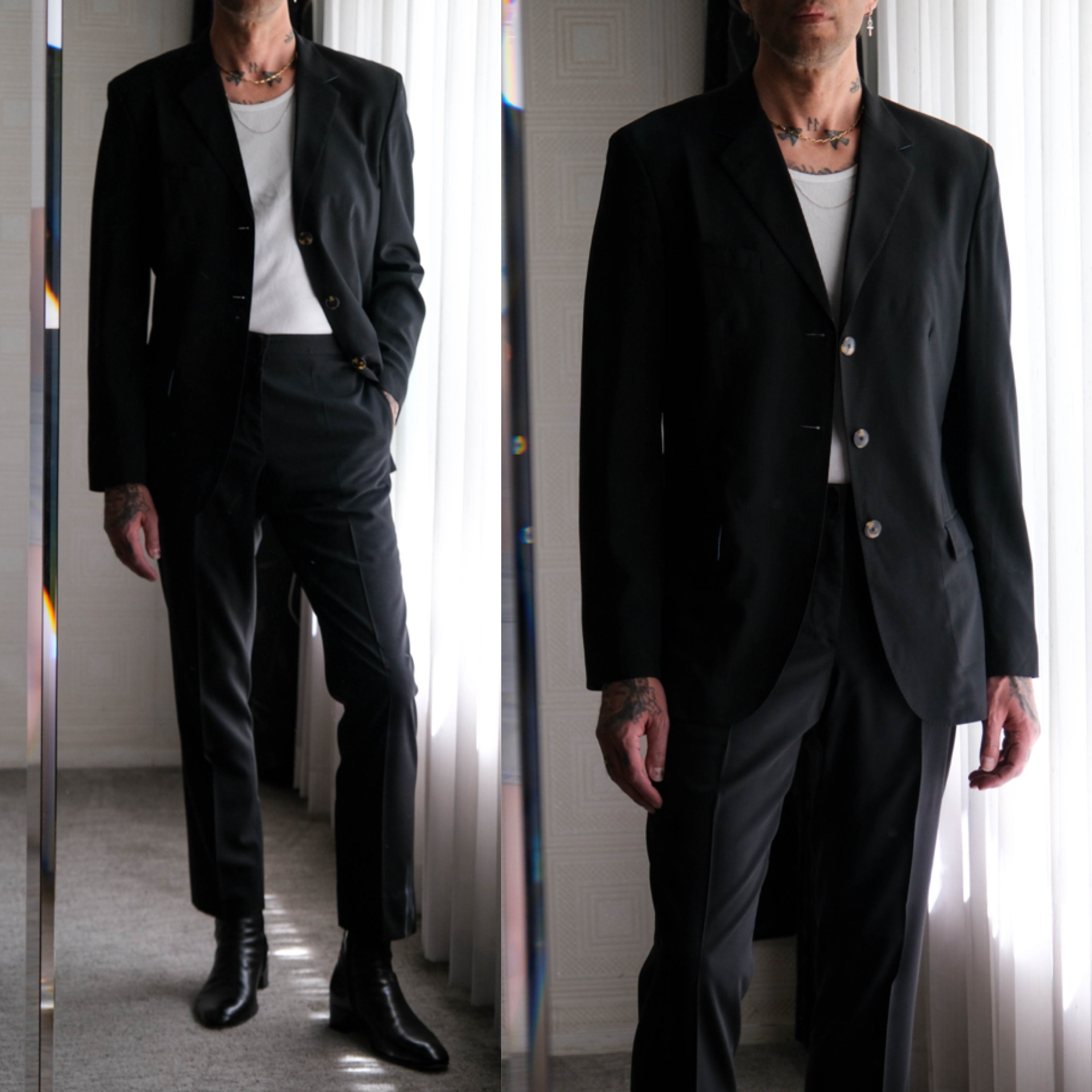 Vintage 90s Jean Paul Gaultier Homme Black Three Button Suit W