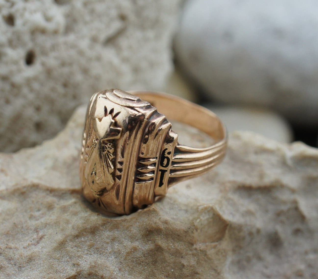 10K Solid Gold Yellow Herff Jones H.J. High School Class 1943 Ring