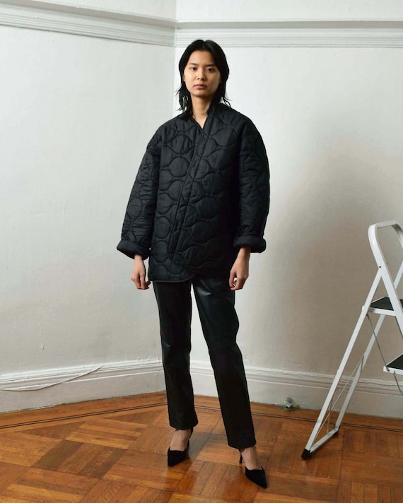 Vintage Black Liner Jacket Quilted Jacket - Etsy