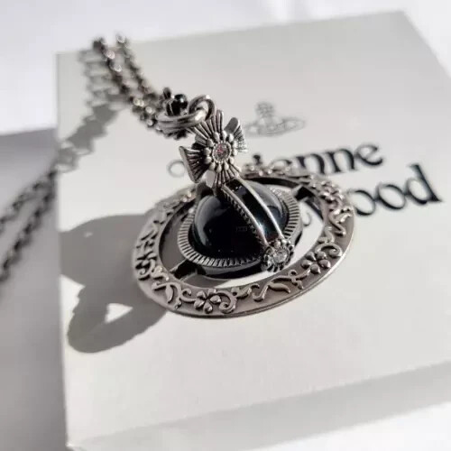 Vivienne Westwood Small Orb Necklace Pendant Black x floral