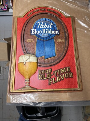 Vintage PABST Blue Ribbon Good Old Time Flavor 28” 3D Beer Sign | eBay