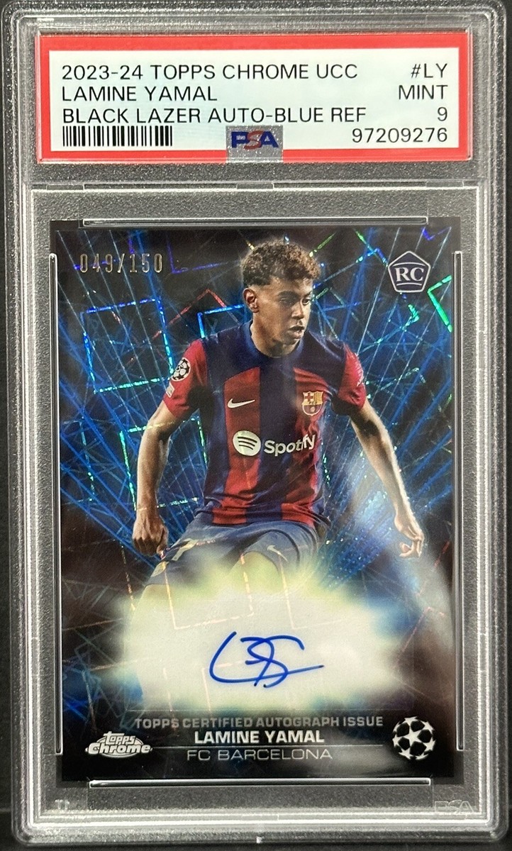 2023-24 Topps Chrome UCC RC Lamine Yamal Auto Black Lazer Blue