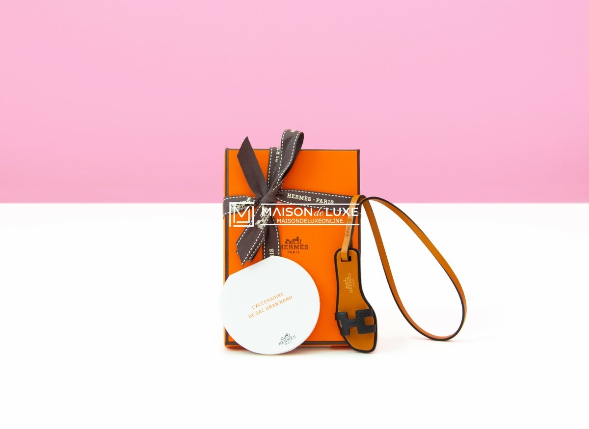 NEW HERMES BLACK ORAN NANO SANDAL MINI BAG CHARM KEYCHAIN RODEO