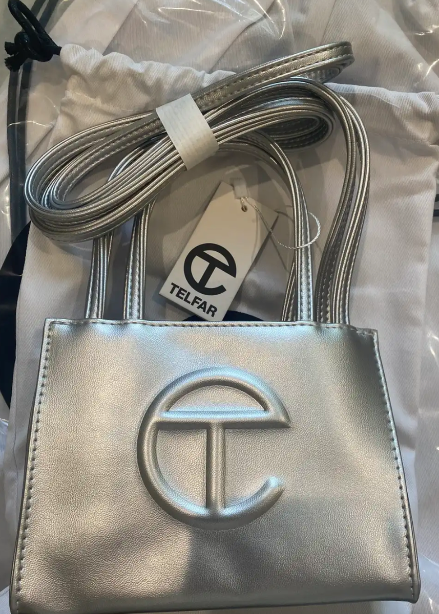 Telfar Small Silver Shopping Bag Tote Party | eBay
