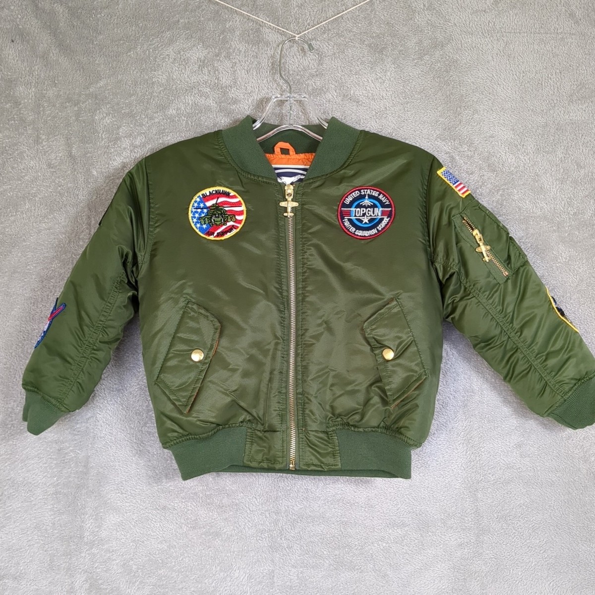 Alpha Industries Boys Sz M 8-MA-1 Bomber Jacket Patches Top Gun