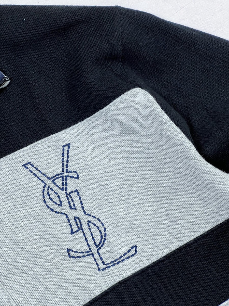 Vintage 90's Yves Saint Laurent Sweatshirt Full Zip Striped Track