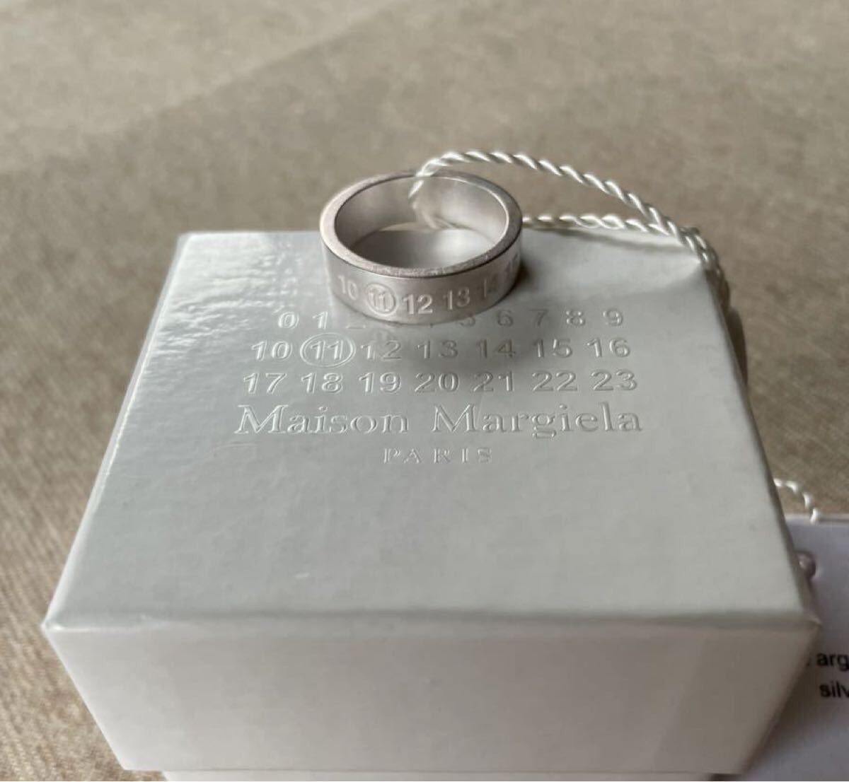 M New Maison Margiela Numbering Calendar Logo Ring Brushed Silver