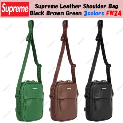 Supreme Leather Shoulder Bag Black Brown Green 3colors FW24 New | eBay