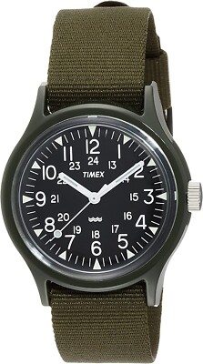 TIMEX Original Vietnamese Camper 36mm Black dial green Nylon Strap