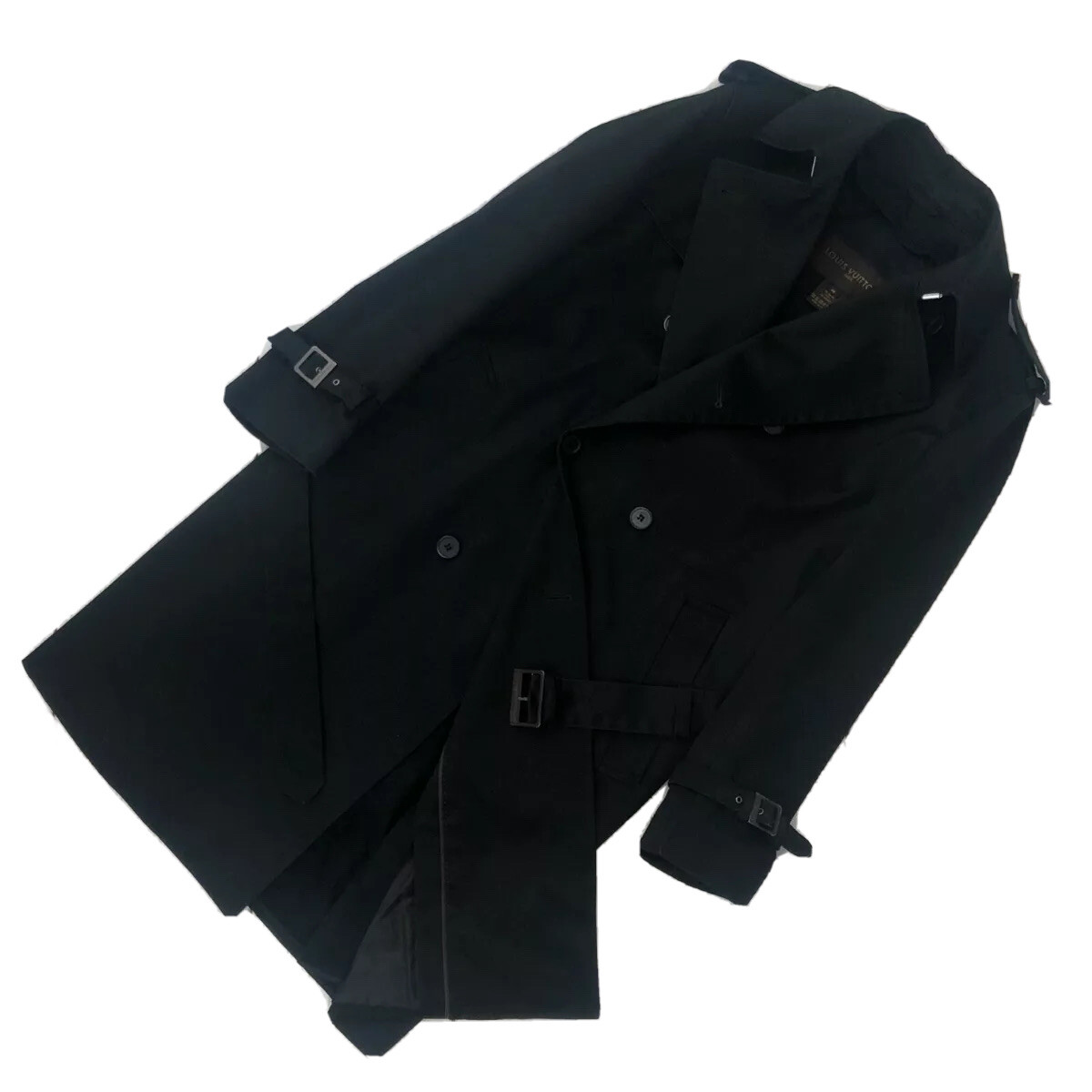 Louis Vuitton Mens Black Cotton Damier Long Suit Trench Coat Size