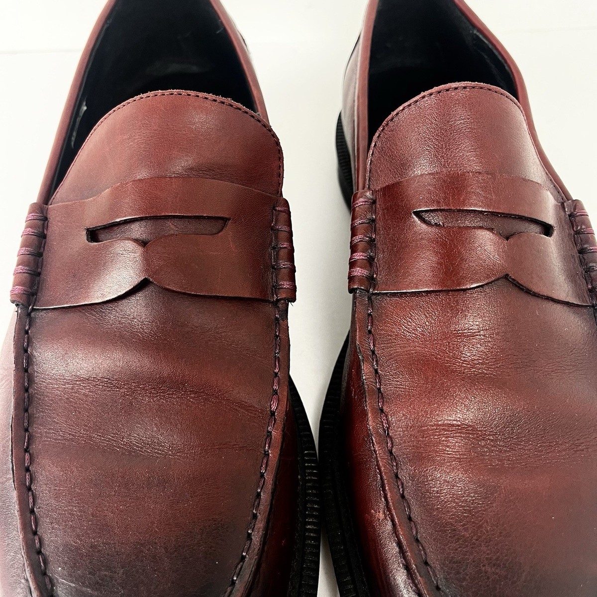 Dr. Martens Penton AW004 Leather Cherry Red Maroon Loafers - Men's