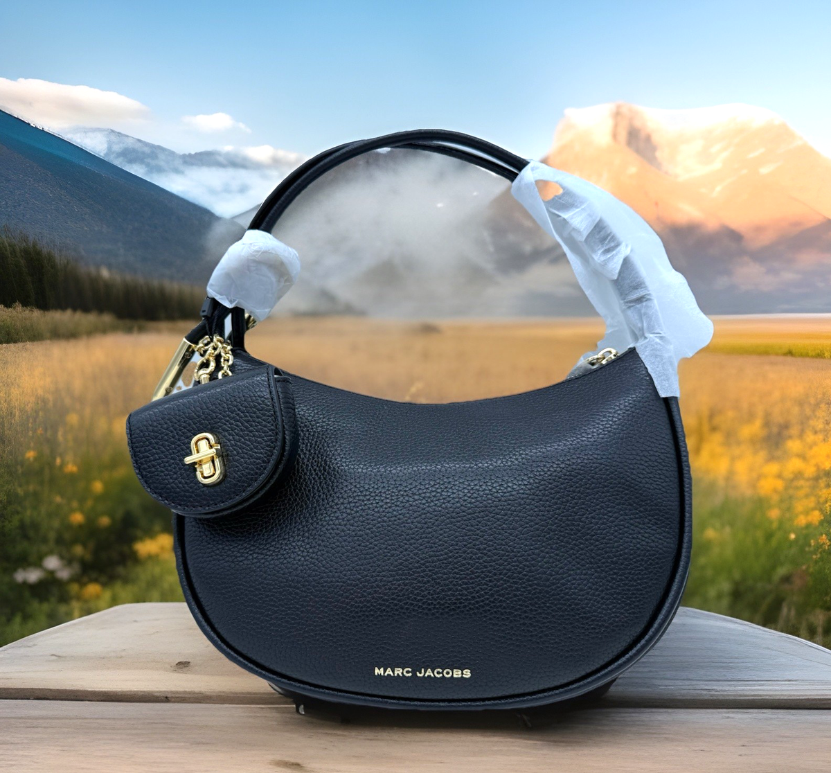 AUTH NWT Marc Jacobs The Dual Mini Crescent Leather Shoulder Hobo