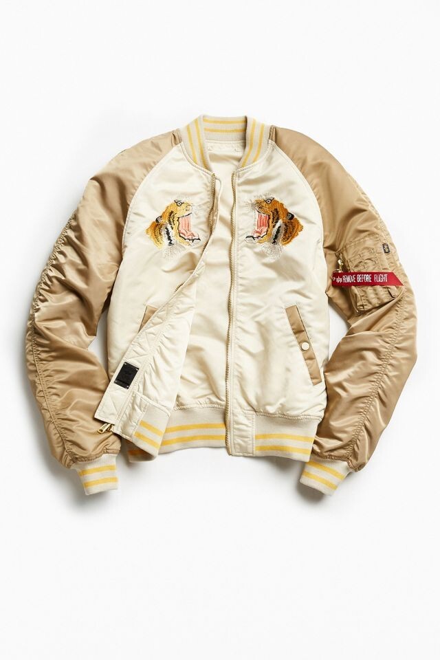 Alpha Industries Tiger MA-1 Reversible Souvenir Jacket MED Satin