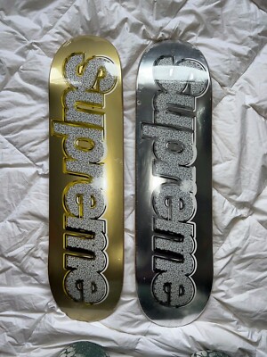 Supreme 2012 and 2022 Bling Box Logo, and 2013 Flag Skateboard