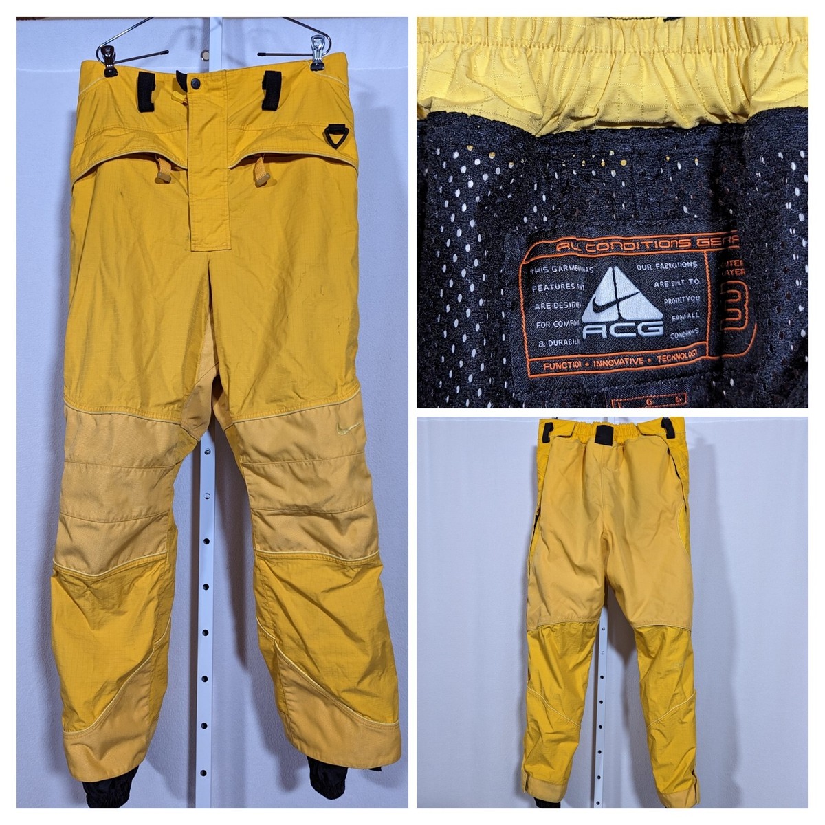 Nike ACG Vintage 1997 Snowboard Safety Yellow Ripstop Heavy Duty S