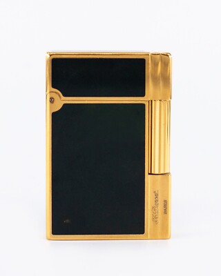 RARE S.T. Dupont Lighter Gold Plated with Chinese Black Lacquer