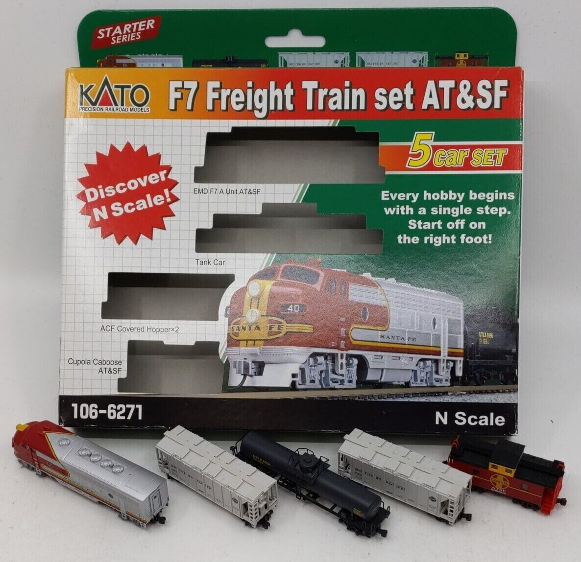 Kato 106-6271 Santa Fe F7A N Gauge Diesel Freight Train Set