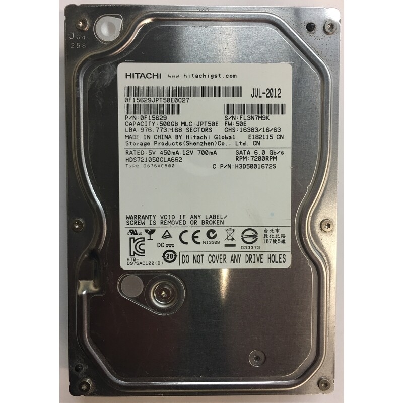 HDS721050CLA662 - Hitachi 500GB 7200 RPM SATA 3.5