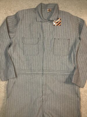 Vintage 70s Big Mac Coveralls Mens 48 Reg Hickory Stripe Mechanic