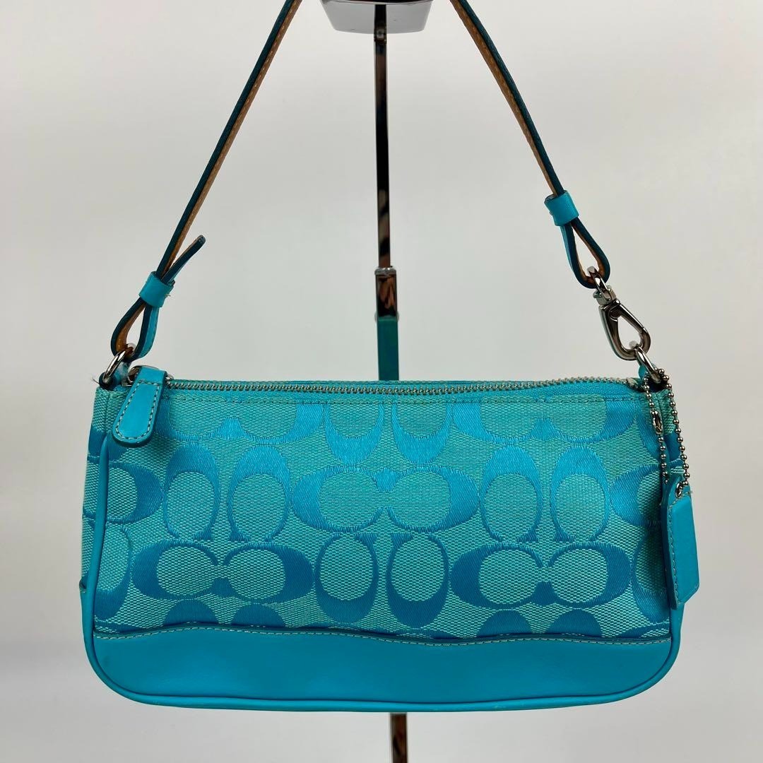 Coach Signature Demi mini Pouch Hand Bag Canvas Leather All Light