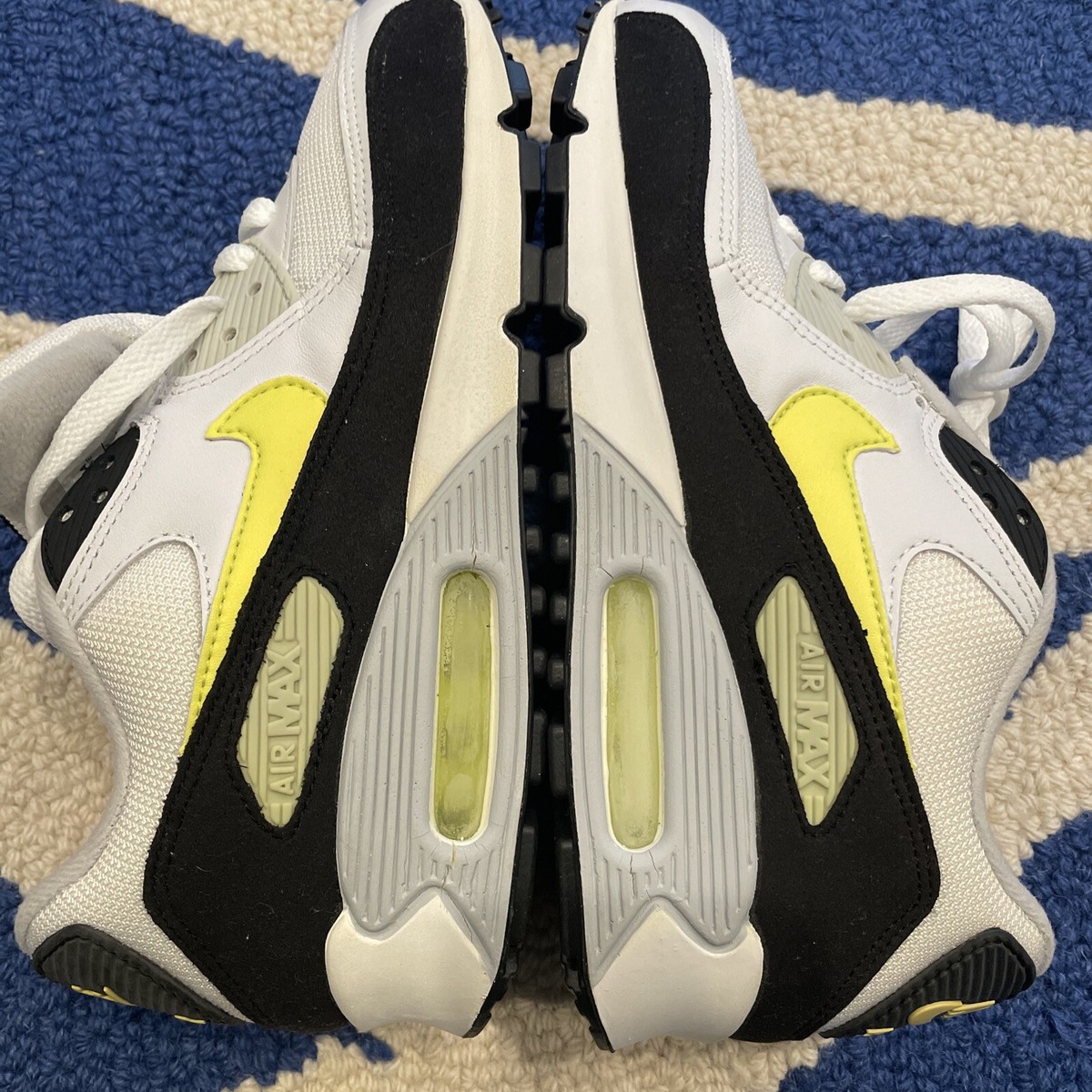 New Vintage 2003 Nike Air Max 90 White Lime Shoes Mens 7 Runner 95