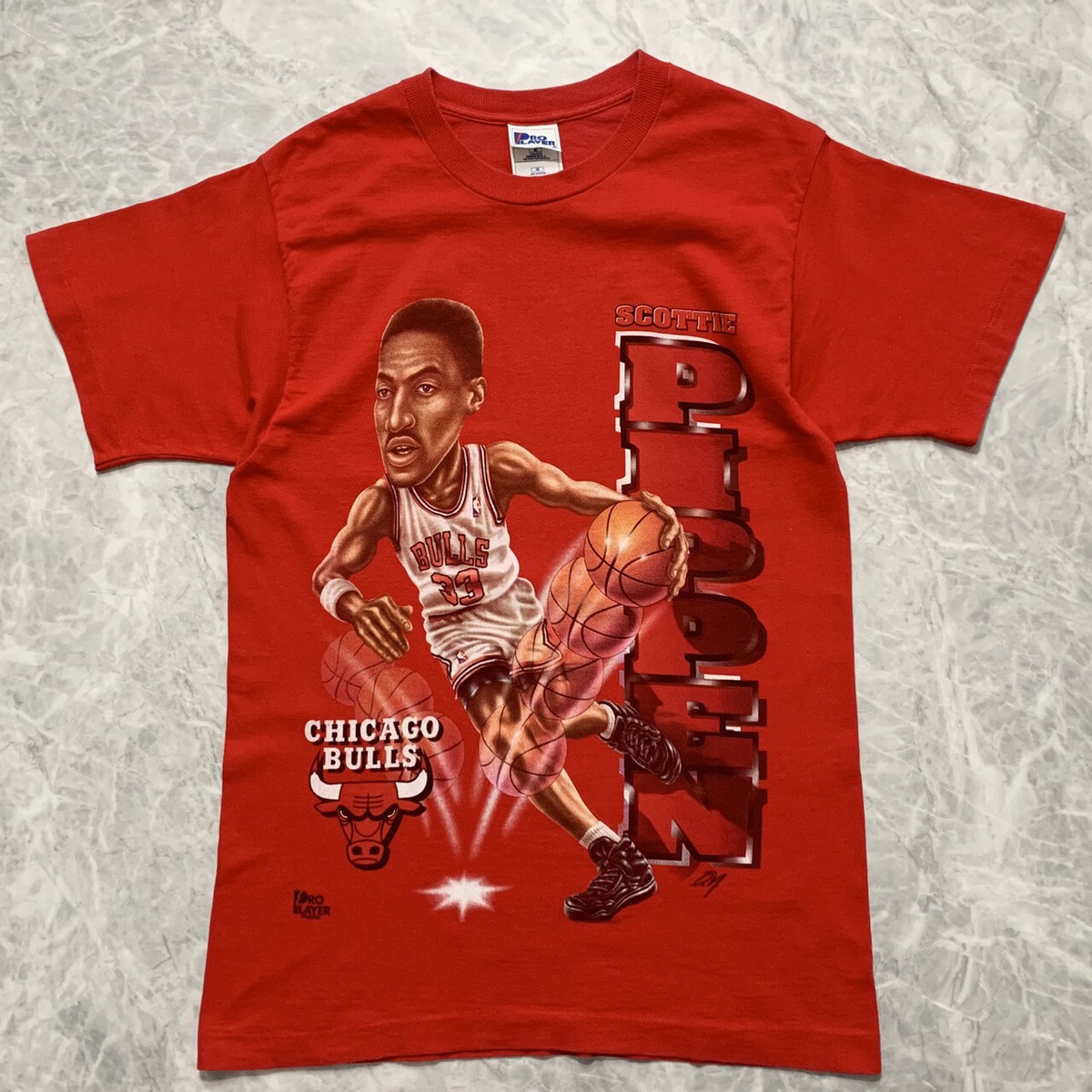 VTG 90s NBA SCOTTIE PIPPEN Chicago Bulls PRO PLAYER T-SHIRT SIZE M