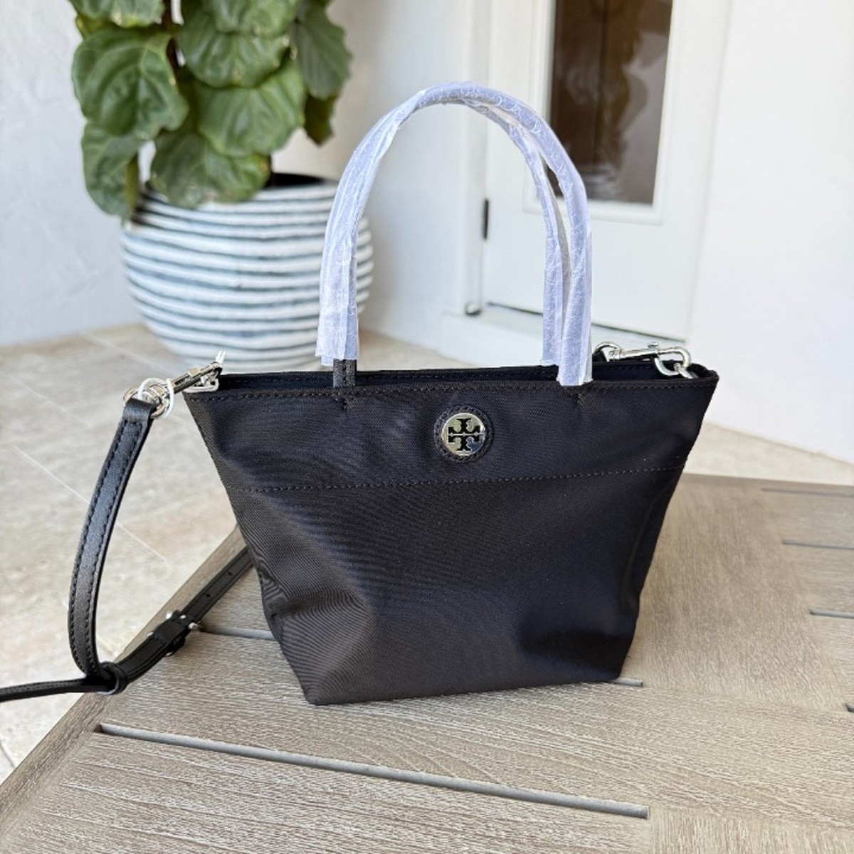 Tory Burch Nylon Mini Tote 167913 Black | eBay