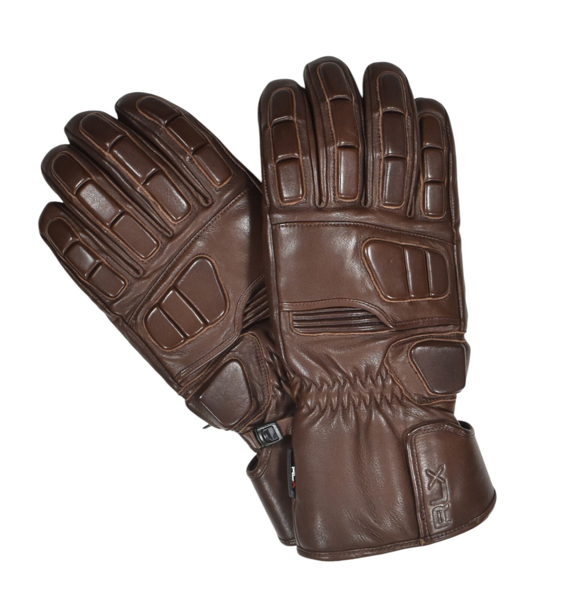 Vintage Men's Polo Ralph Lauren RLX Brown Leather Ski Racer Gloves