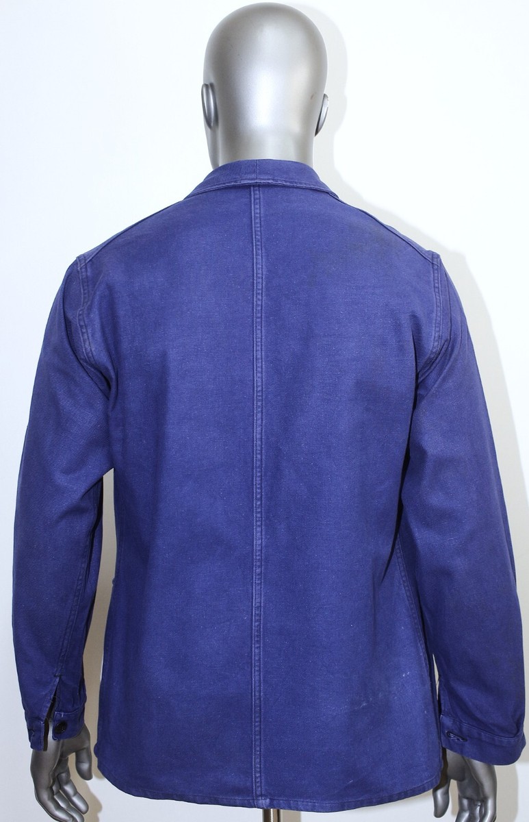French Army 1950s Blue Cotton Twill Work Chore Jacket Size M/L