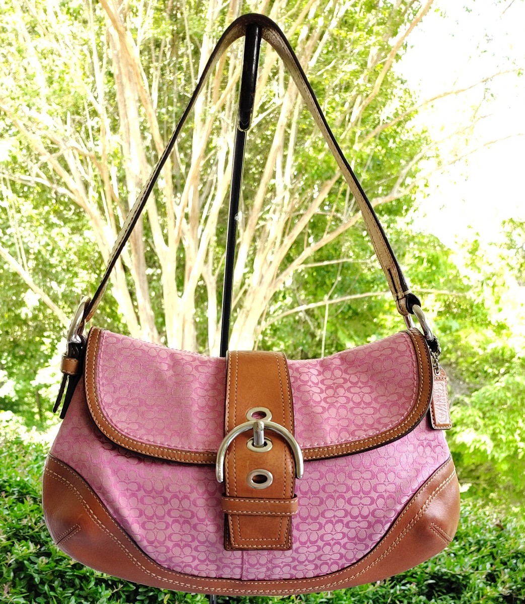 Coach Vintage F10926 Soho Y2K Pink Signature C Canvas Leather
