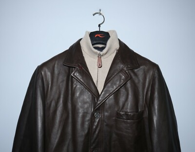 PAL ZILERI Concept Mens Brown Leather Jacket Size 48 | eBay