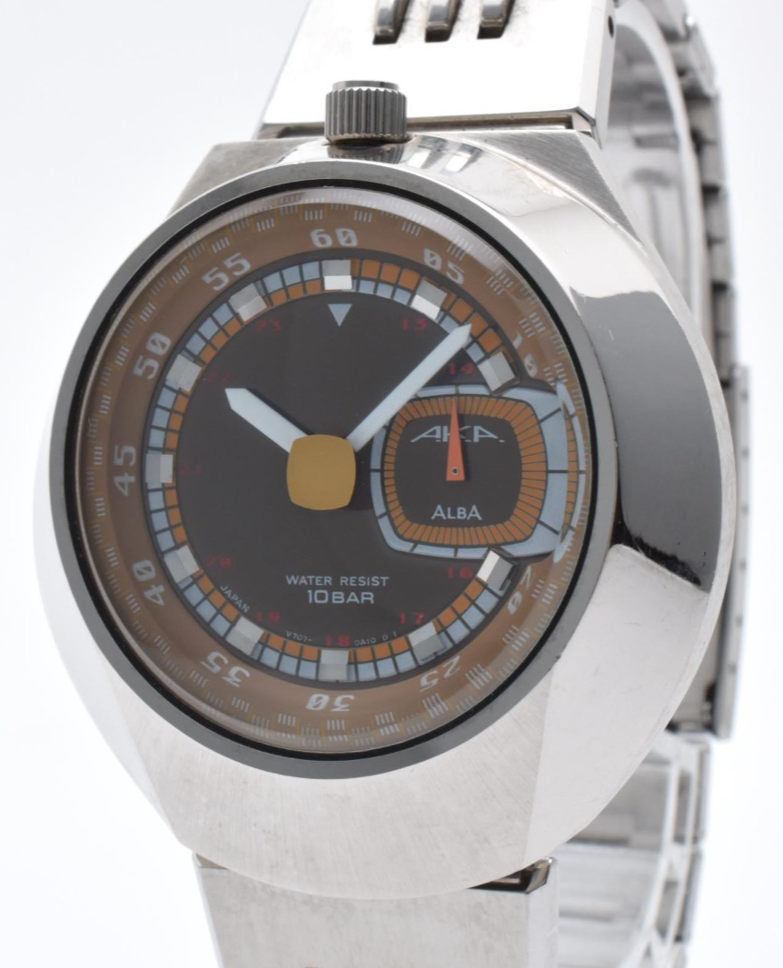 Vintage 1997 SEIKO ALBA AKA V707-0A10 Brown 41mm Quartz Men's