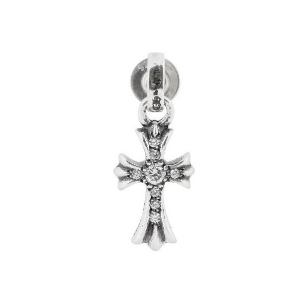 Authentic [Chrome Hearts] BABYFAT CROSS DIAMOND EARRING (PAVE