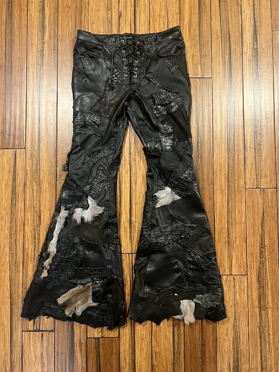 Yasuyuki Ishii “Destroy” Leather Fur Variation Flared Lace Up