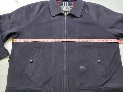 VINTAGE BURBERRY Bomber Jacket Winter Nova Check Men's WOOL Blue