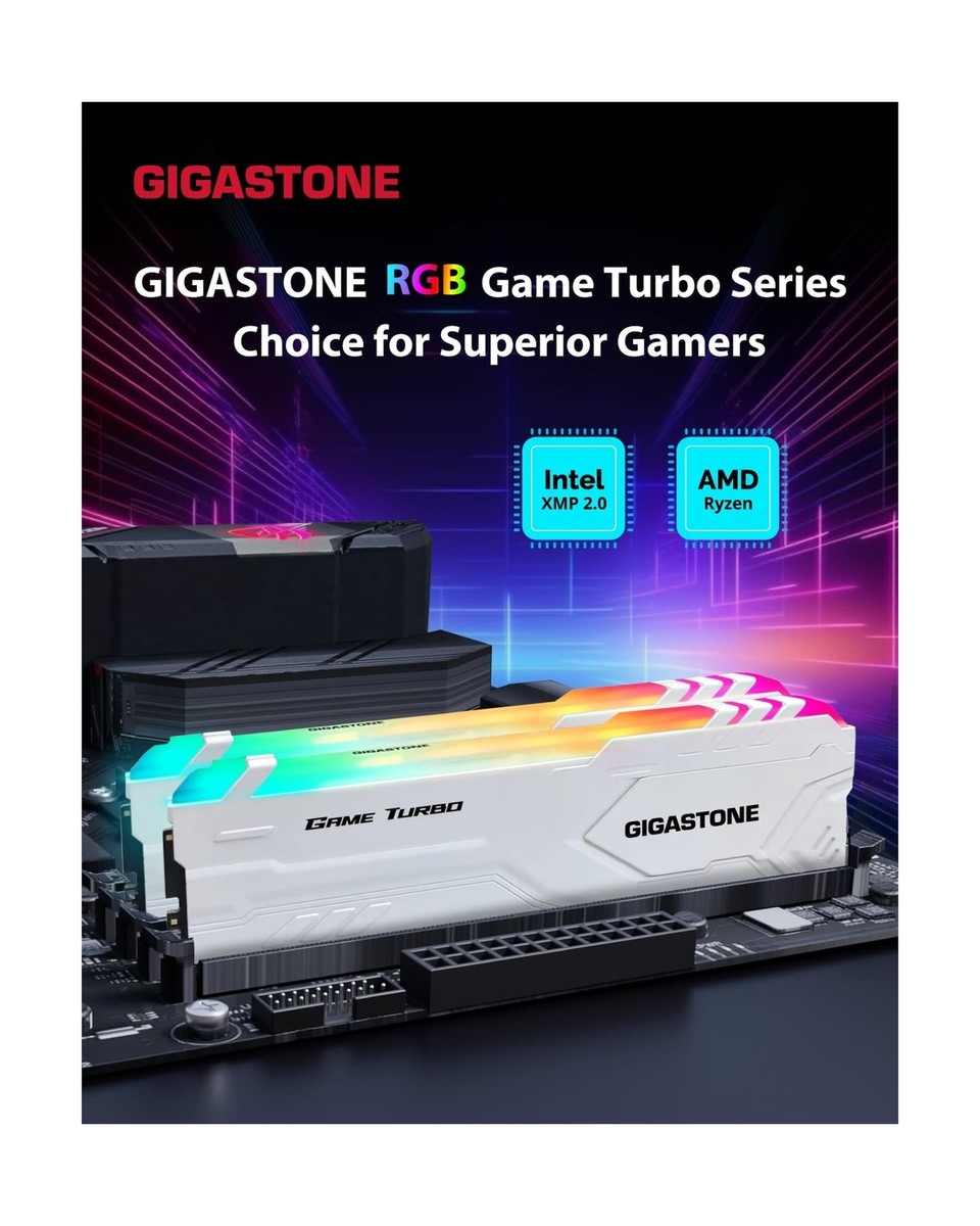 RGB DDR4 RAM】GIGASTONE Game TURBO 64GB Kit (4x16GB)DDR4 3200MHz P