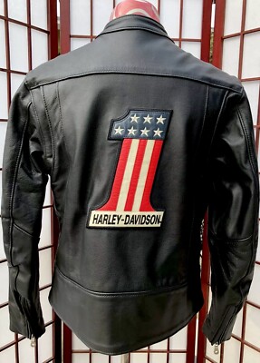 Harley Davidson Retro #1 Black Leather Jacket 97103-04VW Womens XS