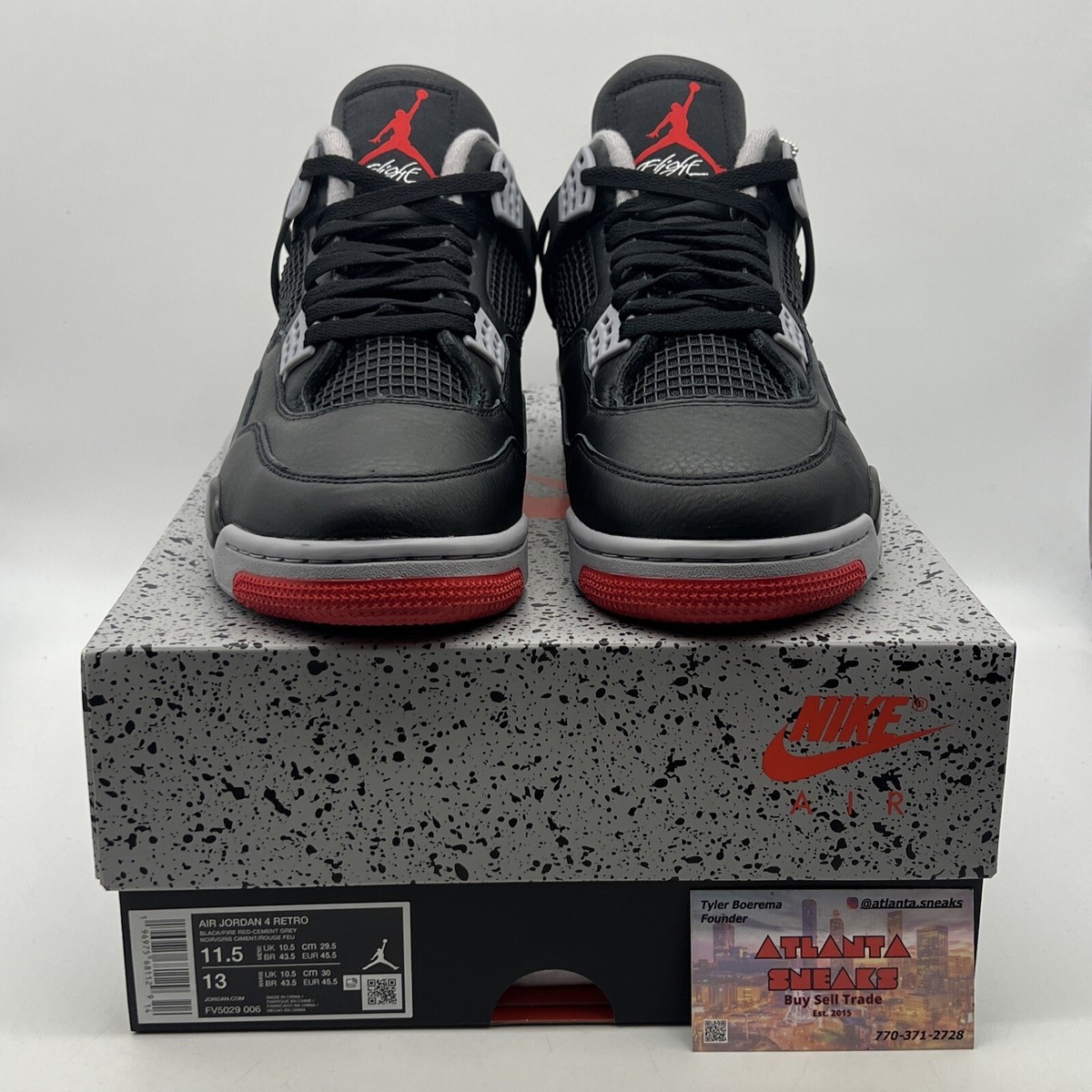 Size 11.5 - Air Jordan 4 Retro Bred Reimagined Black Red Grey