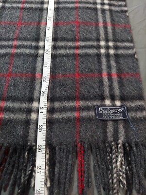 Burberry Scarf 100%Cashmere Dark Grey Check | eBay