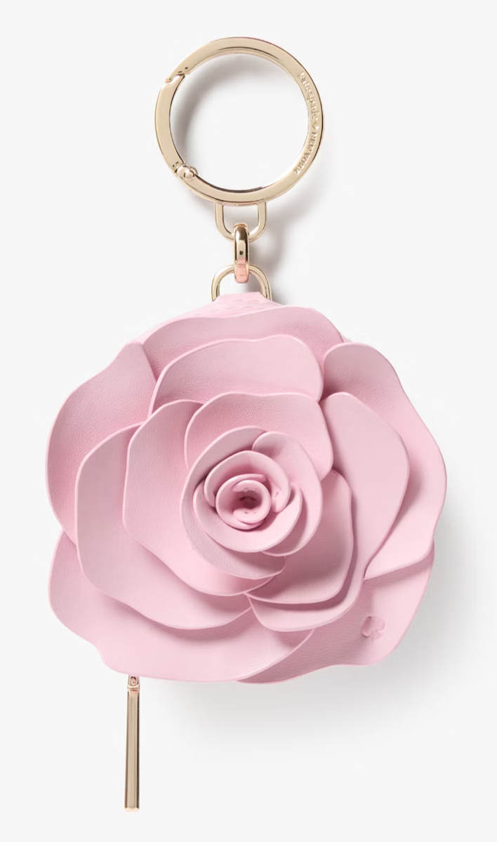 Kate Spade 3D Coin Purse Flora Rose Pink Leather Bag Charm KE691