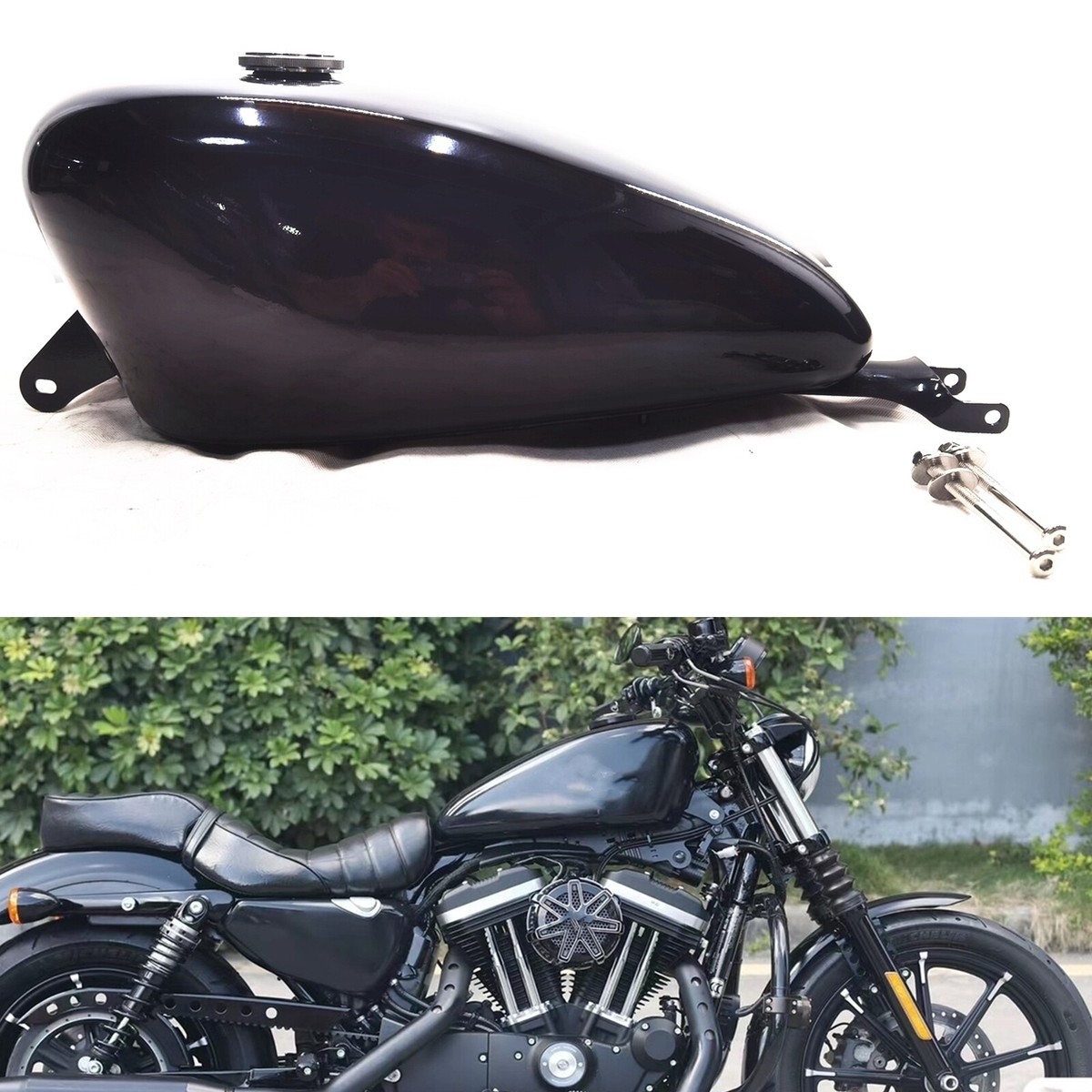 Gloss Black Petrol Fuel Tank For Harley Sportster XL1200 883N X48