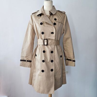 Burberry Sandringham Trench Coat Leather Trim | eBay