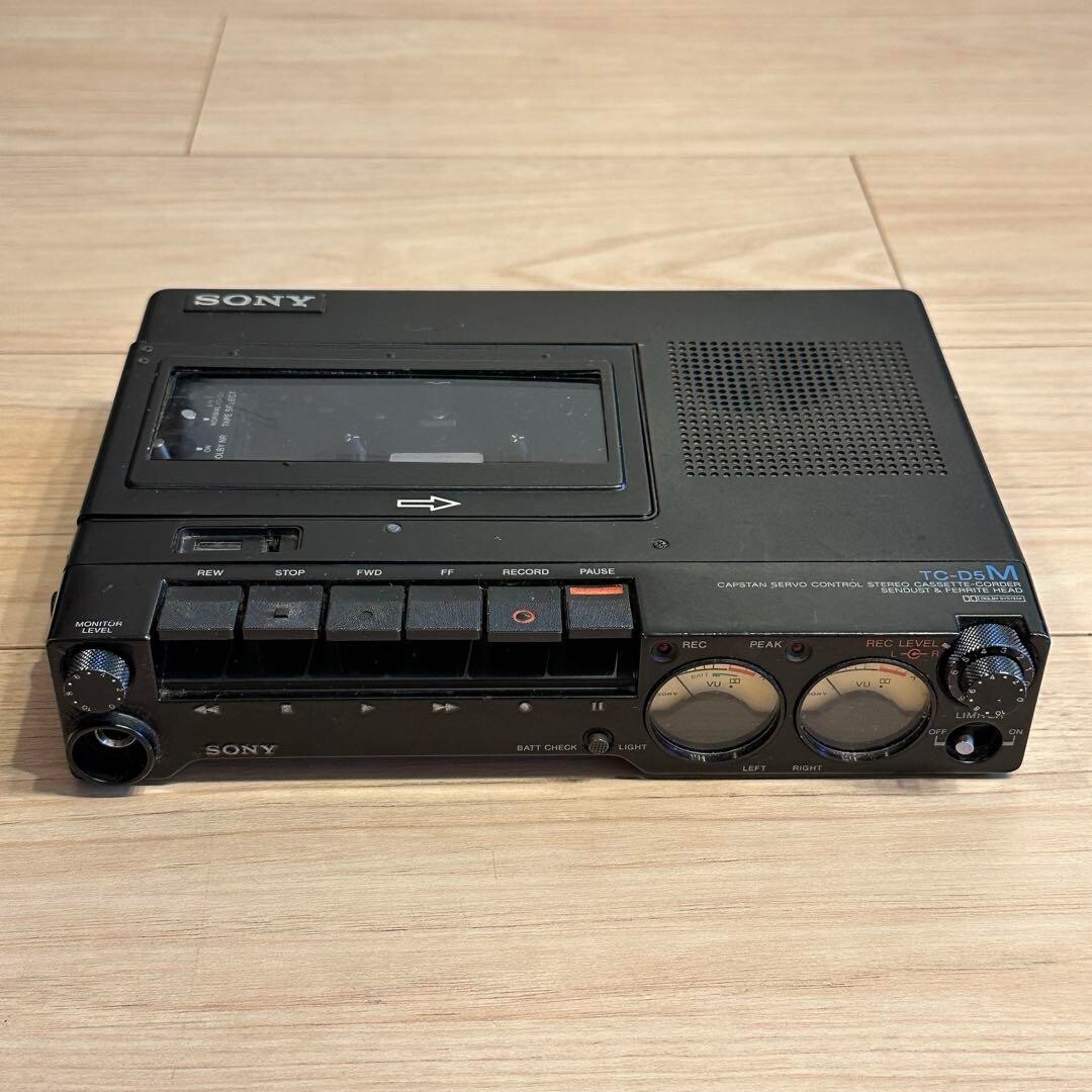 Sony TC-D5M 1980s Vintage Portable Stereo Cassette Recorder Black