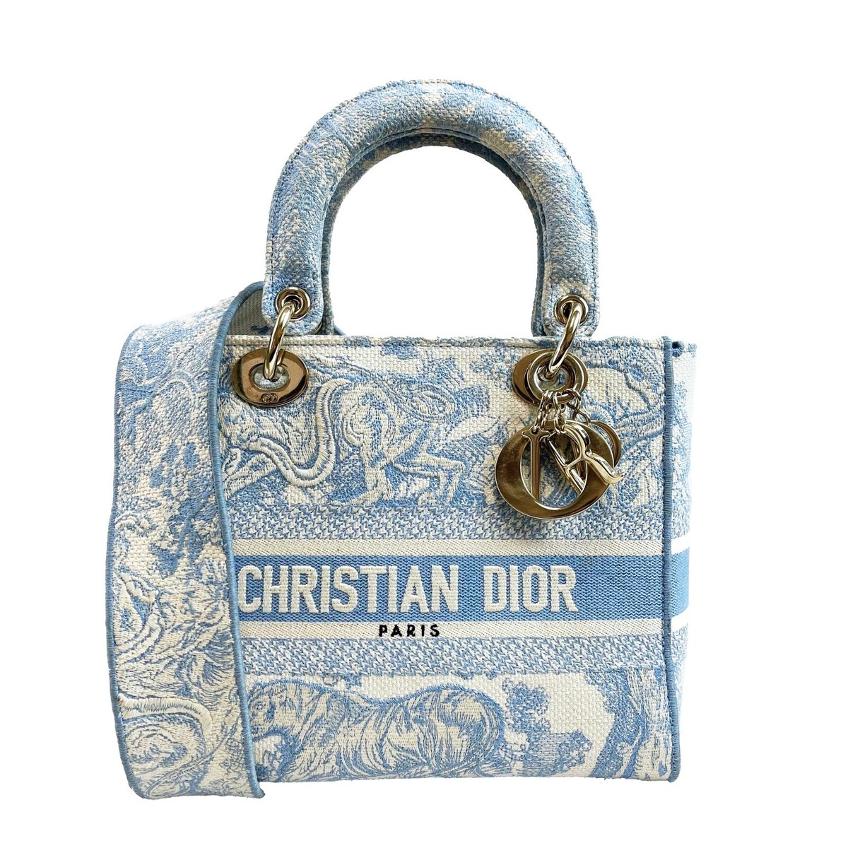 Christian Dior Toile de Jouy Lady D-Lite Bag Embroidered Canvas