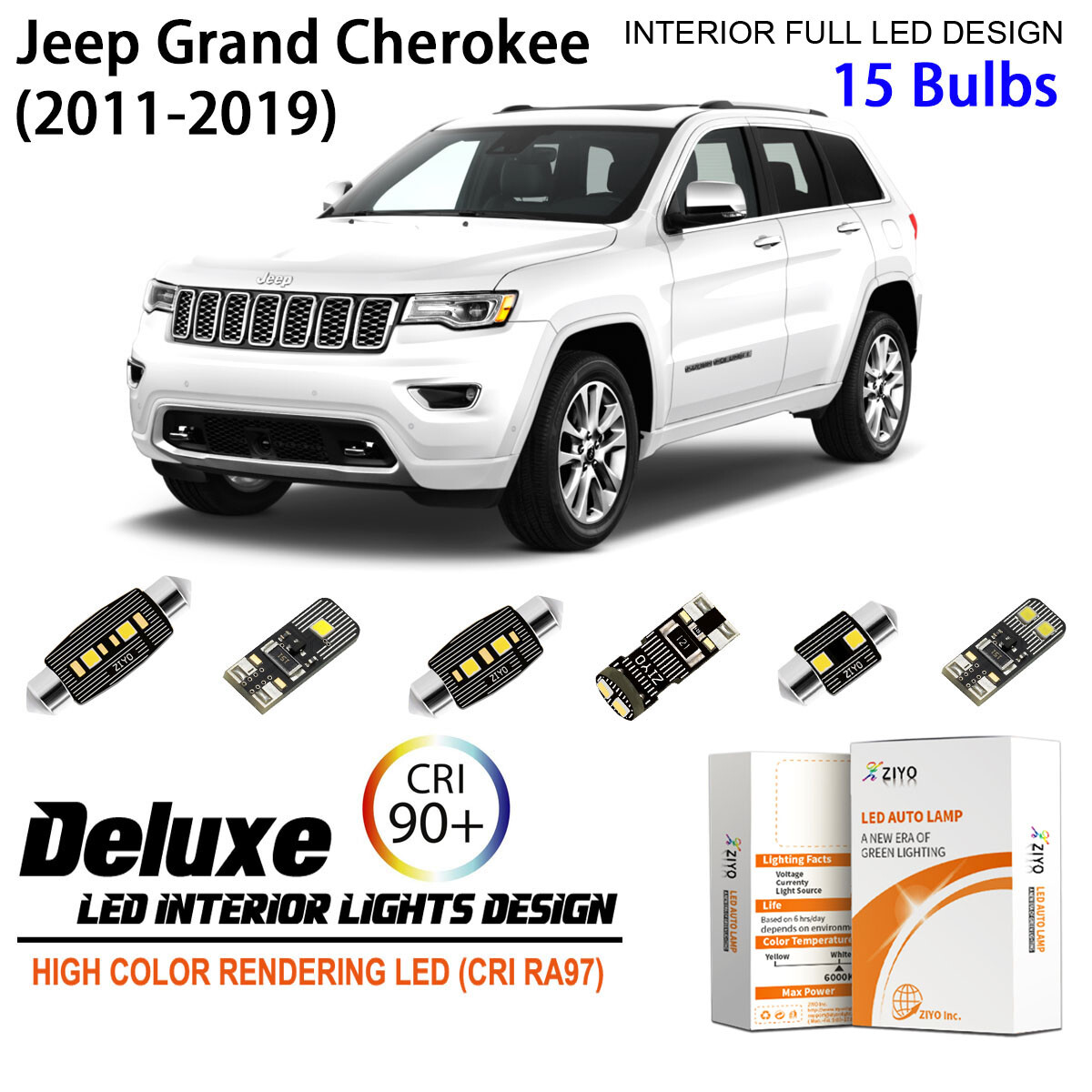 LED Interior Light Kit for Jeep Grand Cherokee 2011-2019 White