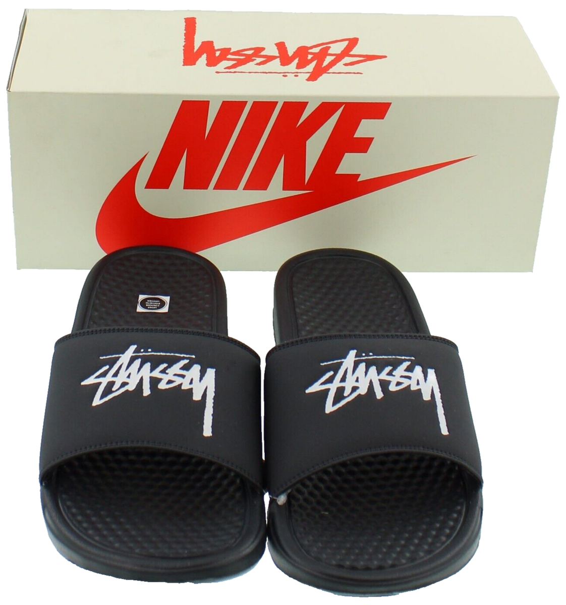 Nike X Stussy Benassi Slides off Noir Black Size 8 Men Cw2787 001