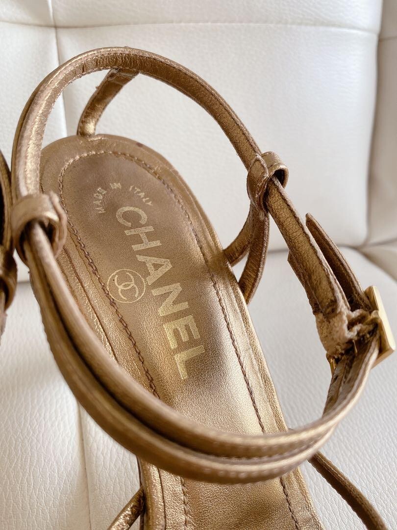 CHANEL Ankle strap High Heel Sandals Mules Pumps Shoes Women Size