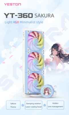 Yeston YT-360 Sakura 360 Liquid CPU Cooler supports Intel / AMD