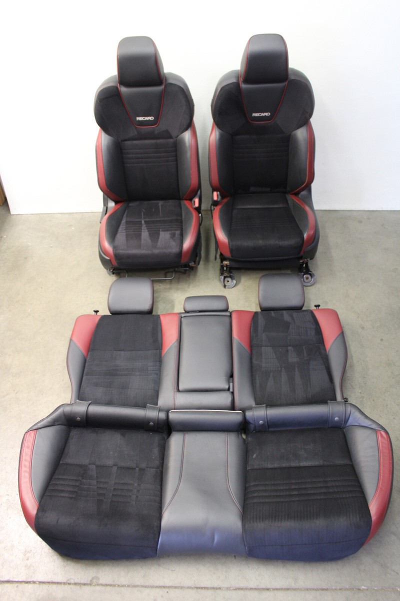 Subaru WRX STI Recaro Red Black Leather Alcantara Seats Genuine
